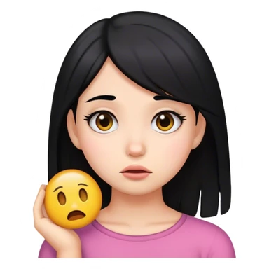 dont look at me emoji face girl with black hair embarrassed sticker