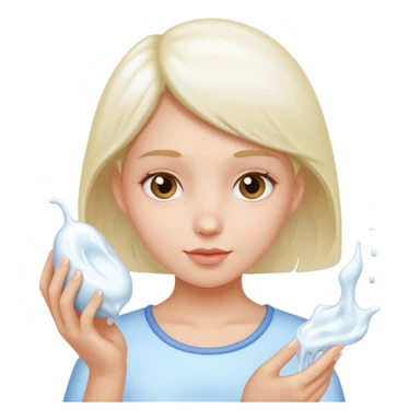 girl holding white goo sticker