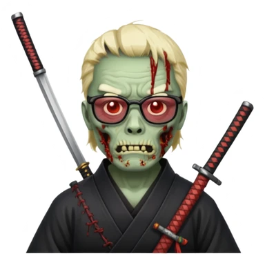 zombie samurai with black glasses sticker