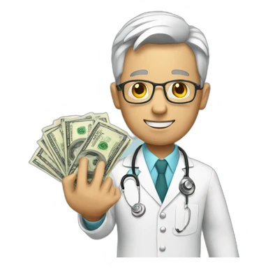 doctor with money on his hand sticker
