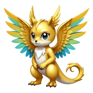 Anthro Sona Cool Edgy Cute Colorful Shy Winged Shiny Fakemon-Fantasy-Creature Full Body sticker