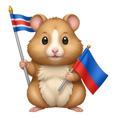 a hamster holding a Russian flag emoji sticker