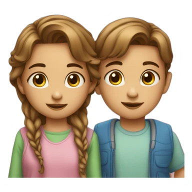 Twins boy and gril with sticker