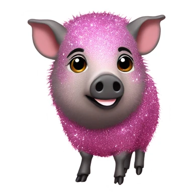 Pink full body javelina with glitter sticker