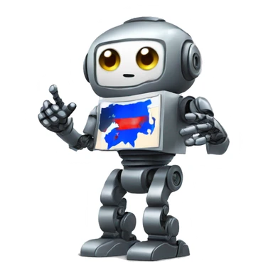 Robot with Russia map in his hand sticker