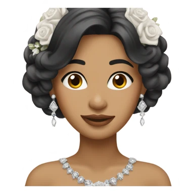 latina bride with dark long hair and silver jewelry sticker
