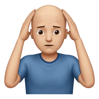 bald guy with hands on head in distress  sticker