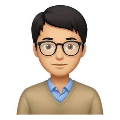 Black haired male with eyeglasses sticker