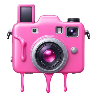 Pink liquid dripping over camera sticker