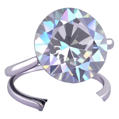 round cut white diamond in a silver jewelry setting, subtle holographic glow sticker