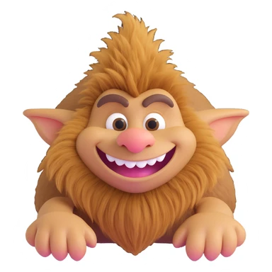 tan furry troll, 3d style, big nose, friendly smile sticker