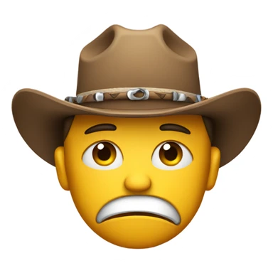 Disappointed face with cowboy hat  sticker