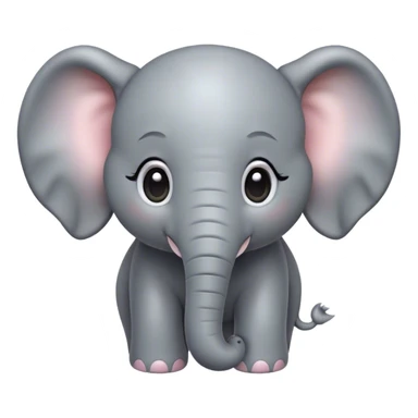 Cinematic Cute Elephant Portrait Emoji, Head tilted playfully and inquisitively, featuring a glossy gray hide with soft, rounded ears and round, sparkling eyes filled with curious wonder, Simplified yet irresistibly adorable features, highly detailed, glowing with a warm, friendly glow, high shine, affectionate and lively, stylized with a touch of gentle whimsy, bright and endearing, soft glowing outline, capturing the essence of a mischievous yet loving elephant, so playful it feels like it could lumber out of the screen into your arms! sticker