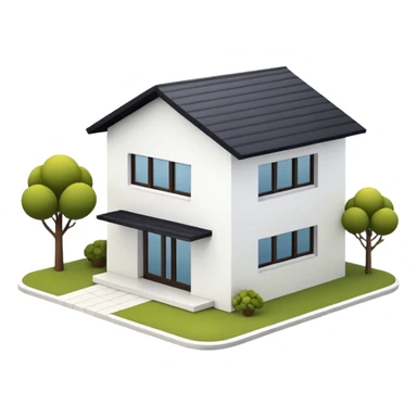 shared house minimalistic on white background, fullly filled sticker