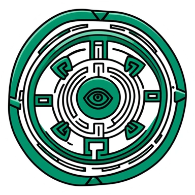 Perfect geometric Maya glyph for message received, absolutely precise shapes, ONLY white and dark green color, hieroglyphic style sticker