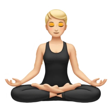 Minimalistic flat vector icon, iOS style, thin black contour on white background. Person in lotus pose with rising spiral energy above. No text, no shadows. sticker