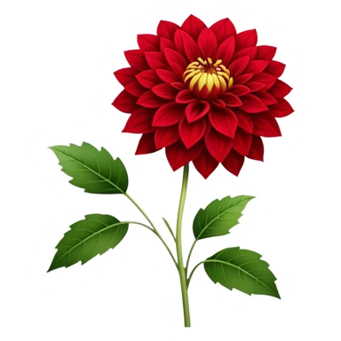 single Red Dahlia, straight stem sticker