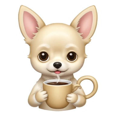 White chihuahua with coffee sticker