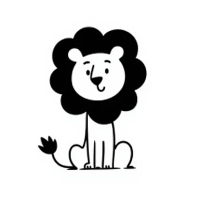 minimalist lion illustration, black hand-drawn lines, doodle style, Notion aesthetic sticker