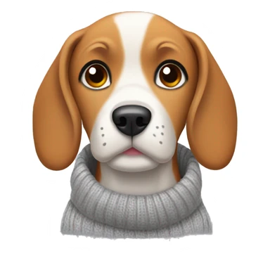Beagle wearing sweater and beanie sticker