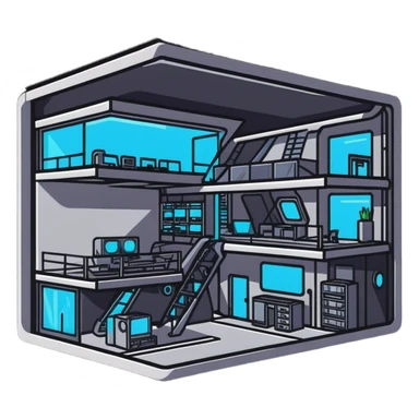 futuristic secret lair under construction sticker