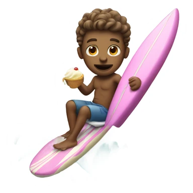 A dude riding a surfboard while eating ice cream sticker