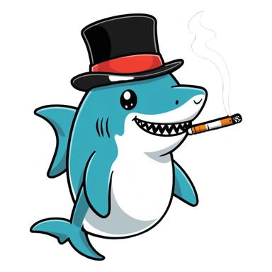 Shark with a top hat smoking  sticker