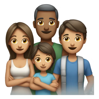 Familia de 5 personas papá y mama, 2 hijas adolescentes y una pequ sticker