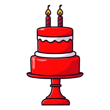 red birthday cake sticker
