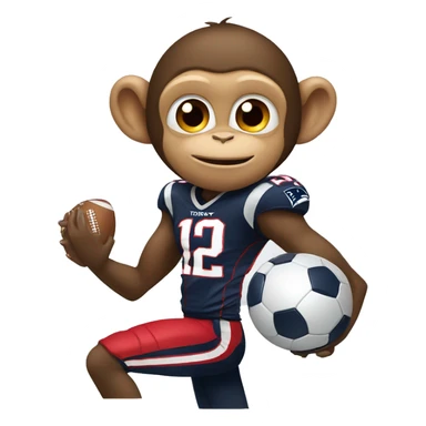 Monkey with a football with Tom Brady sticker