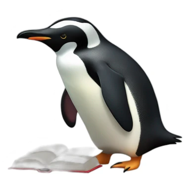 Desperate penguin studing sticker
