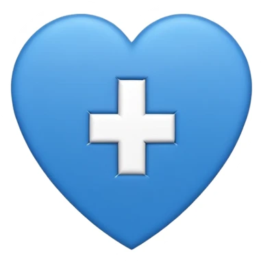 Minimal medical AI logo emoji, heart or shield shape, broken ECG line stylized as letters AI, flat vector style, clean modern healthcare design, blue and white, trustworthy, simple sticker