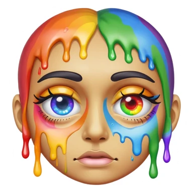 weird melted rainbow eye sticker