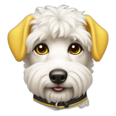 CANICHE WHITE cute yellow collar sticker