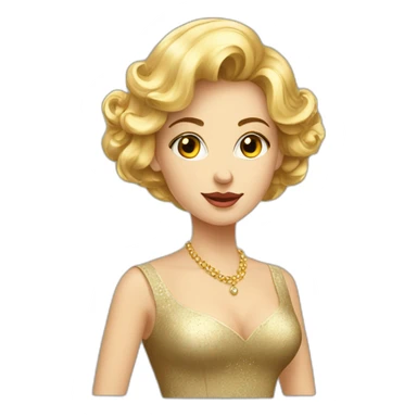 elegant lady dressed in a luxurious attire and her top written GOLDEN sticker
