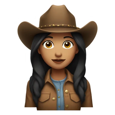 fair skin girl with medium black hair with a cowboy hat sticker