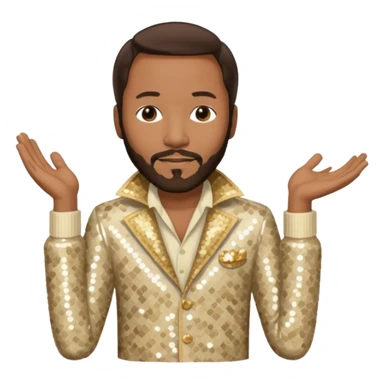 Marvin Gaye with dark brown hair, cream sequin outfit sticker