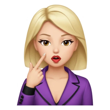 Can you create an emoji or cartoon of a person doing the ‘slay’ pose — with one finger in front of their mouth, eyes half closed, looking fierce or glamorous? sticker