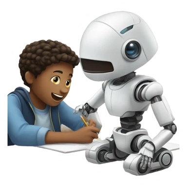 Student learning with a robot sticker