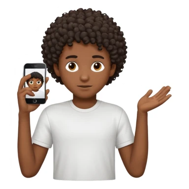 a black boy with a curly hair and a white t shirt  sticker