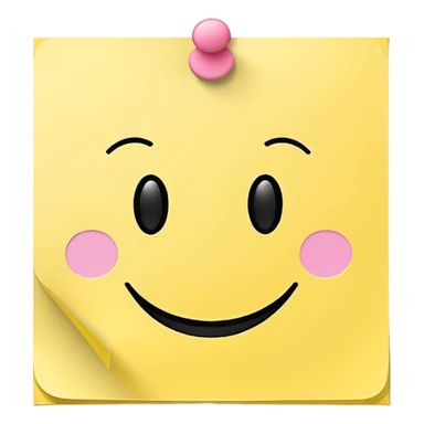 sticky note with a smiley face emoji style sticker