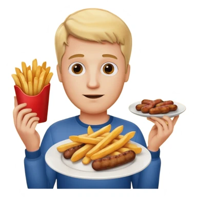 Hombre Rubio con una salchipapas pero la salchicha está quemada sticker