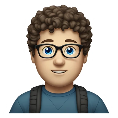 fat White boy with blue eyes with glasses with dark brown curly hair sticker