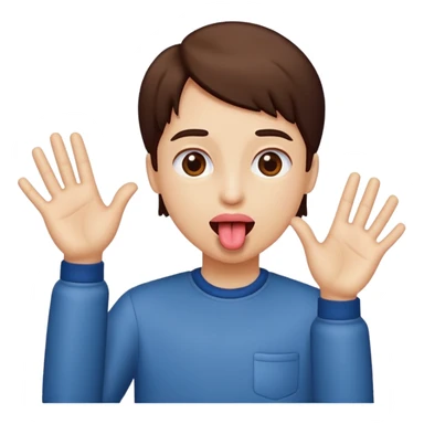 Tongue out with hands to the side  sticker
