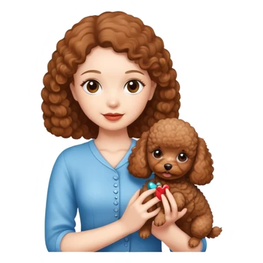 Beautiful girl holding a brown toy poodle sticker
