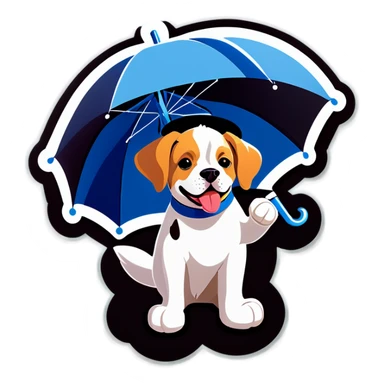 dog with an umbrella sticker