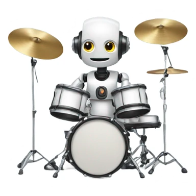 cute robot plays the drum set sticker
