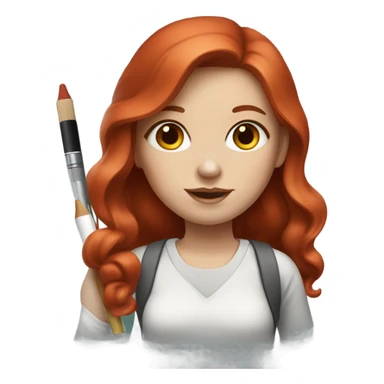 White, read head girl artist  sticker