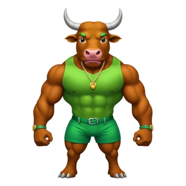 Green bull with clothes sticker