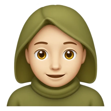 aesthetic olive green emoji, cozy, rounded, subtle smile sticker